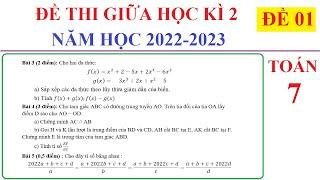 TOÁN 7 - ĐỀ 01 - ĐỀ THI GIỮA HỌC KÌ 2 TOÁN LỚP 7 NĂM HỌC 2022-2023. ÔN TẬP HỌC KÌ 2