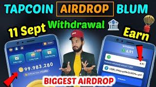 Tapcoins Airdrops  | Tapcoins withdrawal  |Blum new updates memepad | Tapcoin 11Sept airdrop