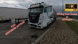 POV Actros Driving from Kassel to Göttingen. Driving in 