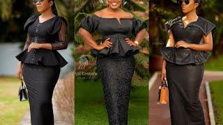 FUNERAL  SKIRT AND BLOUSE STYLES, ANKARA SKIRT AND BLOUSE, BLACK AFRICAN  ANKARA DRESSES STYLES,