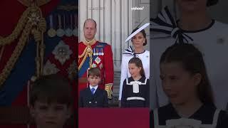 Moment Princess Charlotte corrects Prince Louis at Trooping the Colour | #shorts #yahooaustralia