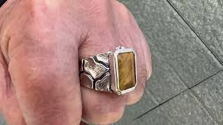 Tigers Eye Sterling Silver Mens Ring