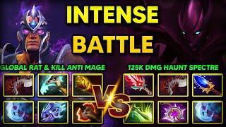 TRULY INTENSE CARRY BATTLE | GLOBAL RAT & KILL ANTI MAGE VS. 125K DAMAGE HAUNT SPECTRE DOTA 2