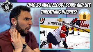 BASKETBALL FAN Reacts to WORST NHL INJURIES EVER | Part 1 *LIFE THREATENING & SCARY!*