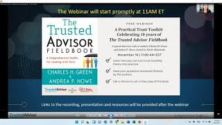 A Practical Trust Toolkit: Celebrating 10 Years of The Trusted Advisor Fieldbook