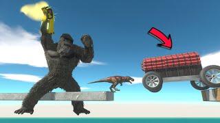 Escape fromDynamite Car and Kong | Deadly Bridge Challenge  - Animal Revolt Battle Simulator