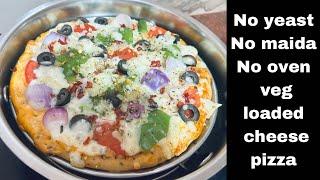 Veg Pizza at Home | Pizza Recipe | Without Oven No Yeast No Maida Pizza Recipe | #pritiskitchen