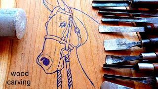 How to carve Horse face out of wood