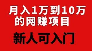 新手网赚，分享网上赚钱项目！月入1万到10万的网赚项目，新手可入门！