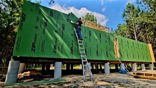 Battling The Heat! | Zip Sheathing Installation (Part 2) | Building Our Off-Grid House (BY Hand)