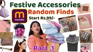 Huge* Festive RANDOM FINDS from Meesho ️Part - 1 || Jewellery, bags, Makeup Accessories & More 