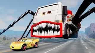 Epic escape from Lightning McQueen Eater, Truck Eater, Spiral McQueen Eater |BeamNG.Drive