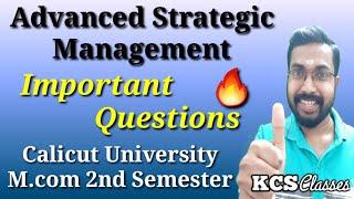 Advanced Strategic Management|Important Questions|Calicut University M.com 2nd Semester