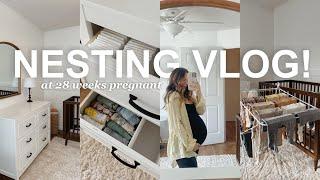 NESTING VLOG: 28 weeks pregnant, baby laundry, nursery updates, spend the day with me!! [ep.1]