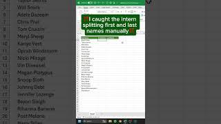 Splitting First and Last Names in Excel  #excel