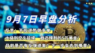 反思：不应逆势做多单！大级别空头延续，趋近预判的5万美金！目前是否有反弹迹象？下一步会去到哪里？