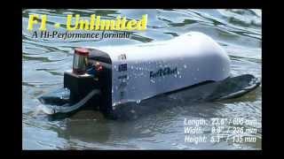 F1-Unlimited, a hi-performance Formula RC boat.  Part 1/1