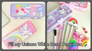 Arranging my Unicorn White Board  Pencil Box | HerDreamStore | Unicorn Stationery