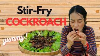 Stir-Fry cockroach | cook and eat | Jin Su #mukbang