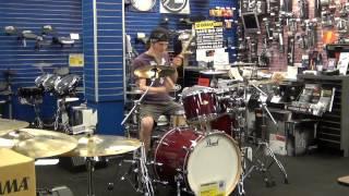 Left handed drummer at Drumoff 2013 Store Finals