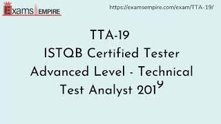 TTA-19 | ISTQB Certified Tester Advanced Level - Technical Test Analyst 2019