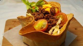 타코 샐러드  소고기 에에프라이어로 쉘 만들기 Taco Salad Beef & Airfryer Shell Making ^^