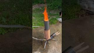 Testing out the new build!! #rocketstove #welding #camping #diy #offgrid #waterheater