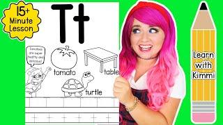 Letter T Color & Trace Worksheet Lesson and Tutorial | Learn with Kimmi The Clown ABC Coloring Book