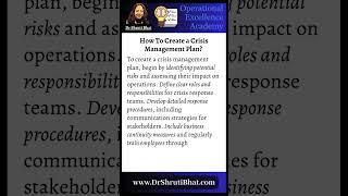 How To Create a Crisis Management Plan | Step-by-Step Guide for Business Resilience| Dr. Shruti Bhat