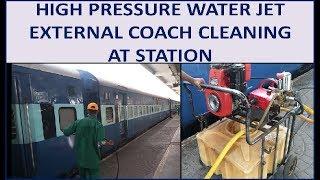 High Pressure Water Jet Washing/Cleaning of Train Coaches External, Lavatory & Doorways at Platform