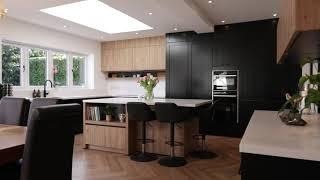 A Contemporary Black Kitchen With Wood Accents For A Cheshire Home