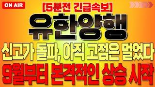 [유한양행 주가분석] "5분전 긴급속보" 신고가 돌파, 아직 고점은 멀었다!! 9월 일정 반드시 확인!! 9월부터 본격적인 상승이 시작됩니다!! 이가격부터 분할매도로 대응하세요!!