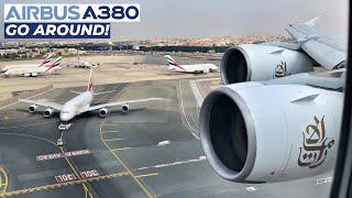 Emirates Airbus A380-800 | LOW GO AROUND at Dubai Airport | Captain Announcement | Unstable Approach