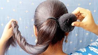 Easy & Cute!  Everyday Juda Bun Hairstyle For Short Hair | Self Bun Hair Style Girl | Donut Bun