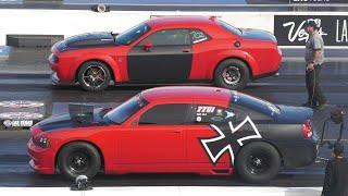 Flying Dodge Charger vs Dodge Challenger Hellcat