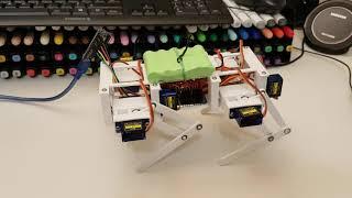 Quadruped robot with SG90 servos powered by 6V Ni-MH battery pack