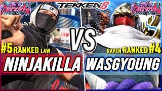 T8  Ninjakilla (#5 Ranked Law) vs Washyoung (#4 Ranked Raven)  Tekken 8 High Level Gameplay