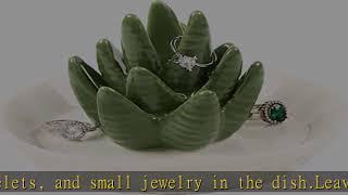 HOME SMILE Ceramic Aloe Ring Holder,Cactus Ring Dish for Jewelry,Birthday Gifts for Women