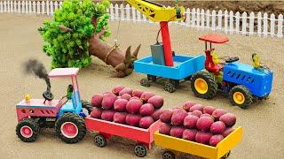 Diy tractor mini Transporting Agricultural Products | diy Crane rescue Old Tree Fallen | HP Mini