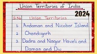 Union Territories Name 2024 || 8 Union Territories Name in English || Union Territories of India