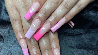 watch me work| french tip nails| pink nails| nieceys nails