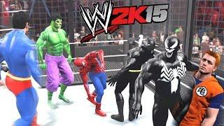 WWE 2K15 - Spiderman vs Batman vs Hulk vs Venom vs Superman vs Goku