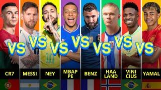 Comparison: Ronaldo vs Messi vs Neymar Jr vs Mbappe vs Haaland vs Vinicius Jr vs Yamal vs Benzema