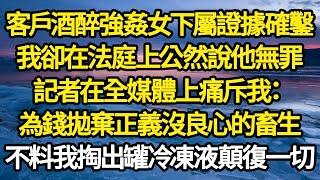 客戶酒醉強姦女下屬證據確鑿，我卻在法庭上公然說他無罪，記者在全媒體上痛斥我：為錢拋棄正義沒良心的畜生，不料我掏出罐冷凍液顛復一切#故事#情感#情感故事#人生#人生經驗#人生故事#生活哲學#為人哲學