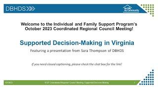 IFSP Coordinated Council recording: Supported Decision-Making in Virginia