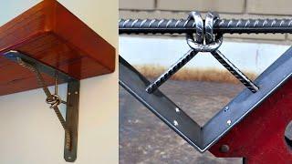 I make an Industrial Style Shelf Bracket, bending Steel Rebar into a knot - MIG Welding Project