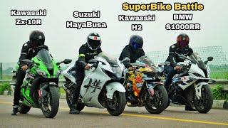 H2 Vs S1000RR Vs HayaBusa Vs Zx-10R | SuperBike Battle Soncha Nahi Tha H2 Aisa Karegi