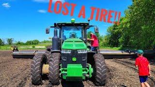 Scary Moment on The Farm - Dad Lost a FRONT tire!!