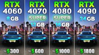 RTX 4060 vs RTX 4070 SUPER vs RTX 4080 SUPER vs RTX 4090 - Test in 8 Games