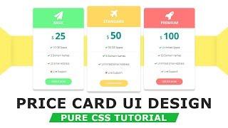 Pricing Table Design with HTML5 CSS3 - How to make pricing table - Pure CSS Tutorials